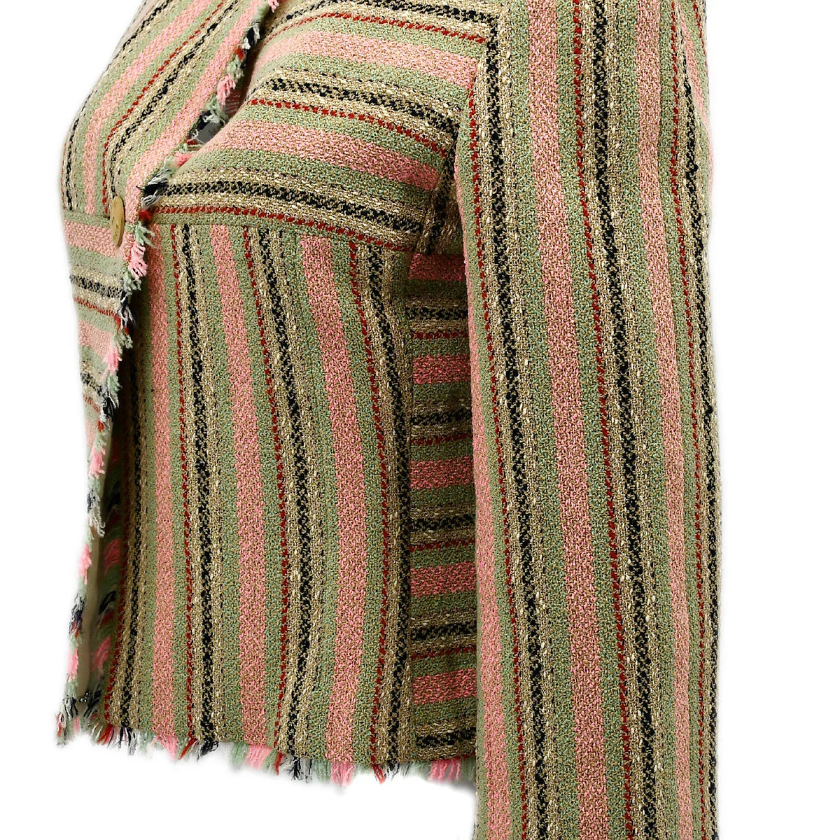 Chanel Collarless Striped Jacket Beige 00C #34