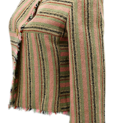 Chanel Collarless Striped Jacket Beige 00C #34