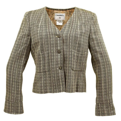 Chanel Collarless Jacket Beige 03P #44