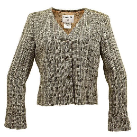 Chanel Collarless Jacket Beige 03P #44