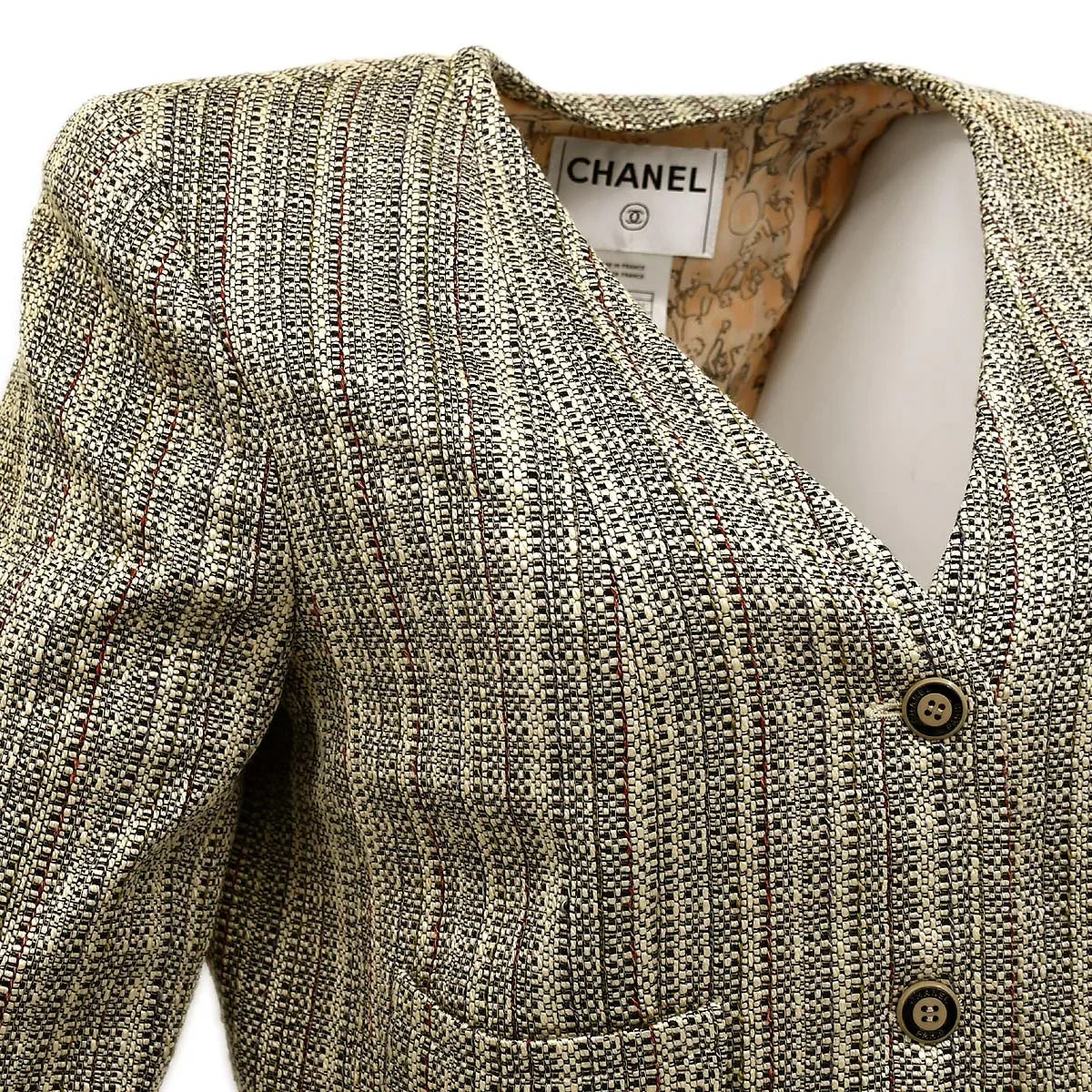 Chanel Collarless Jacket Beige 03P #44