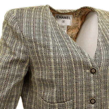 Chanel Collarless Jacket Beige 03P #44