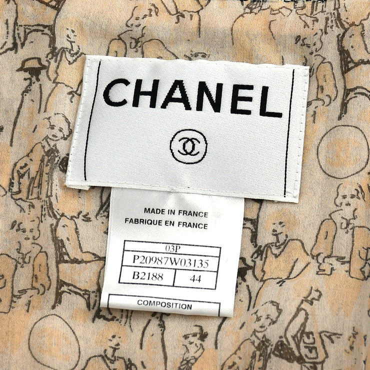 Chanel Collarless Jacket Beige 03P #44