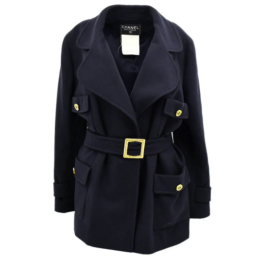 Chanel Belted Jacket Navy 94A #42