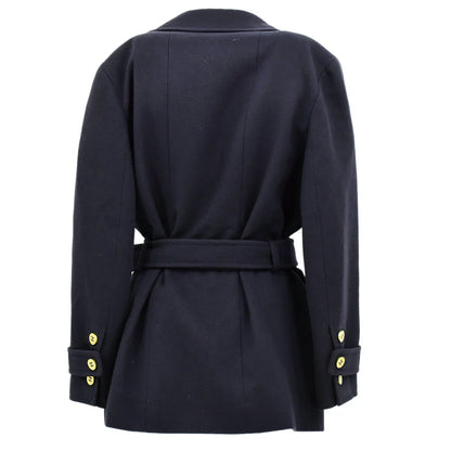 Chanel Belted Jacket Navy 94A #42