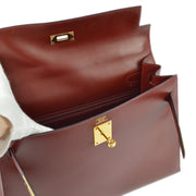 Hermes 2001 Rouge H Box Calf Kelly 32 Sellier 2way Shoulder Handbag