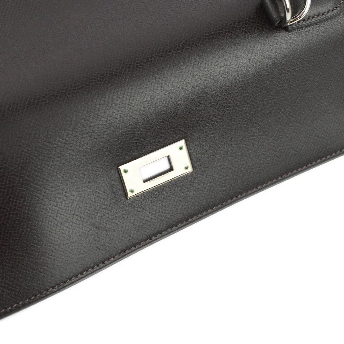 Hermes 2003 Chocolat Veau Grain Lisse Kelly 32 Sellier 2way Shoulder Handbag
