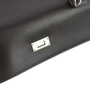 Hermes 2003 Chocolat Lisse Kelly 32 Sellier 2way Shoulder Handbag