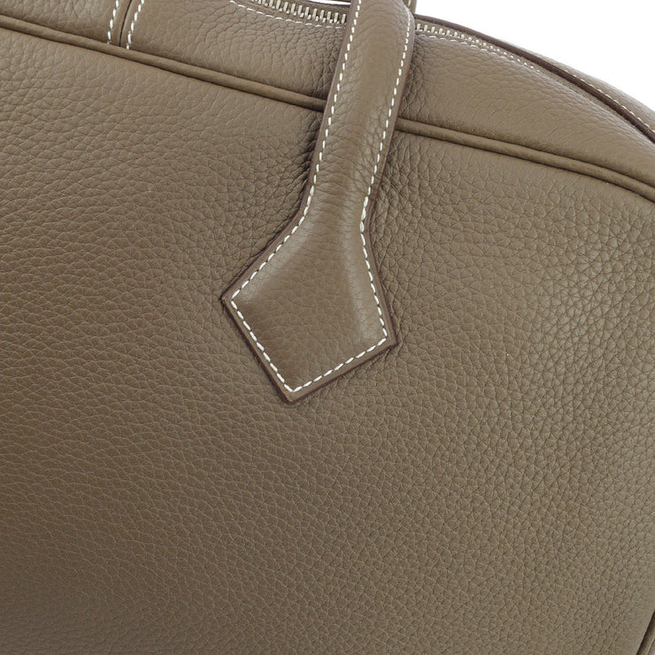 Hermes Etoupe Taurillon Clemence Victoria 2 12H Business Handbag