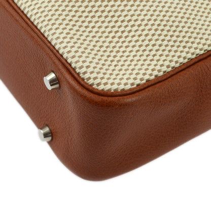 Hermes 2003 Natural Fauve Toile GM Buffalo Plume Doc 38 Handbag