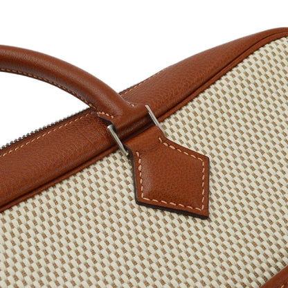 Hermes 2003 Natural Fauve Toile GM Buffalo Plume Doc 38 Handbag