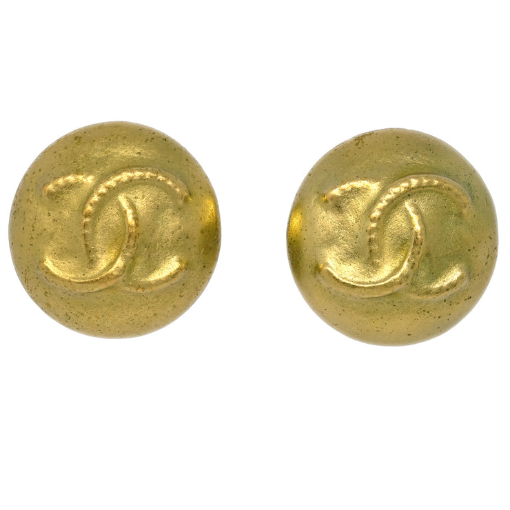 Chanel Button Earrings Clip-On Gold 95C