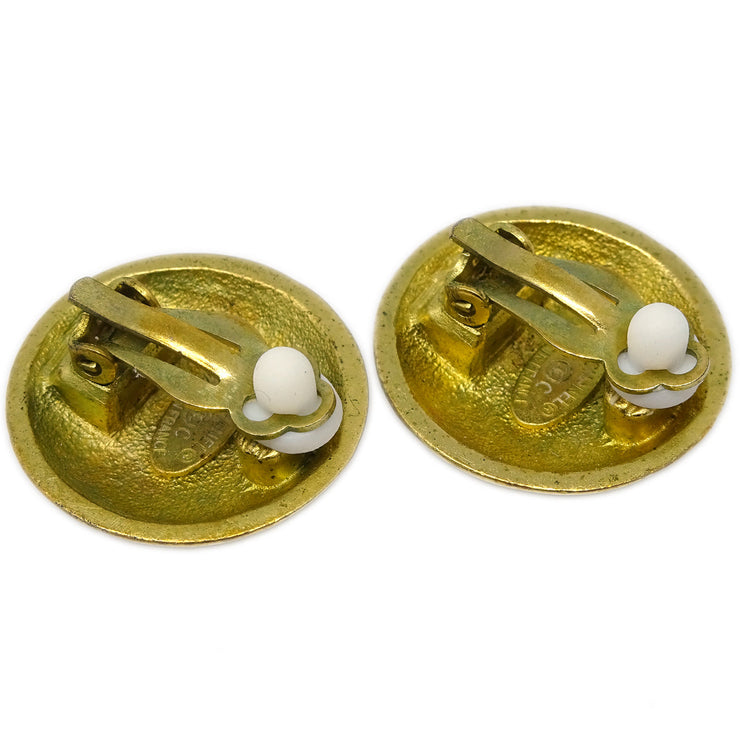 Chanel Button Earrings Clip-On Gold 95C