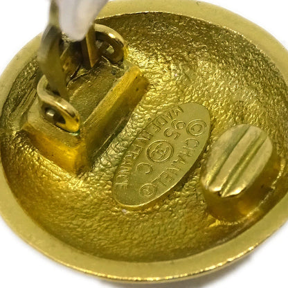 Chanel Button Earrings Clip-On Gold 95C