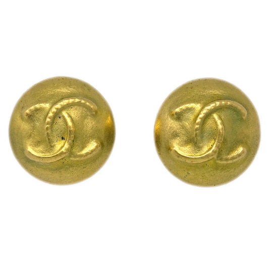 Chanel Button Earrings Clip-On Gold 95C