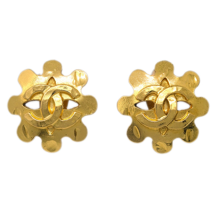 Chanel Flower Earrings Clip-On Gold 94P