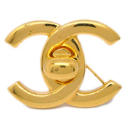 Chanel Turnlock Brooch Pin Gold Small 96A