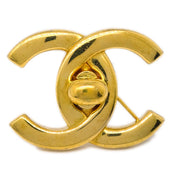 Chanel Turnlock Brooch Pin Gold Large 96P