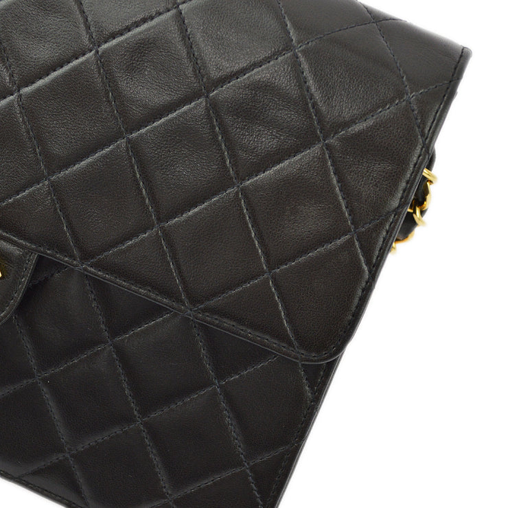 Chanel 1991-1994 Lambskin Pushlock Small Half Flap Shoulder Bag