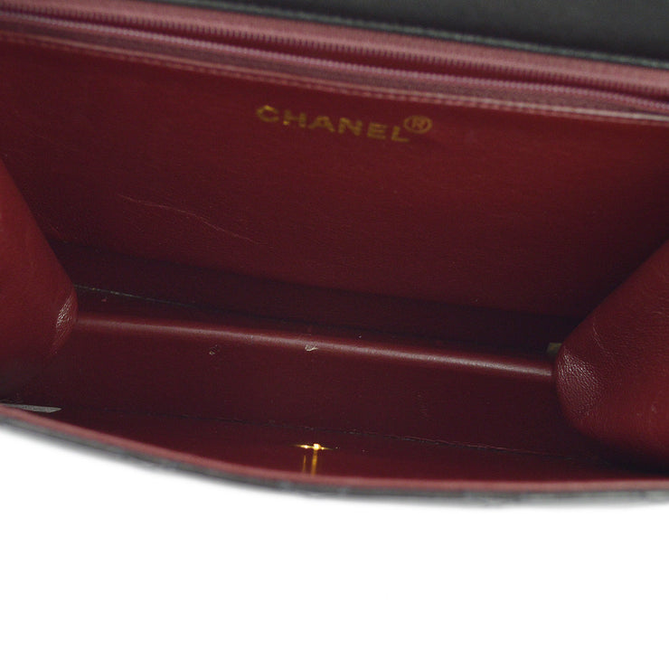 Chanel 1991-1994 Lambskin Pushlock Small Half Flap Shoulder Bag