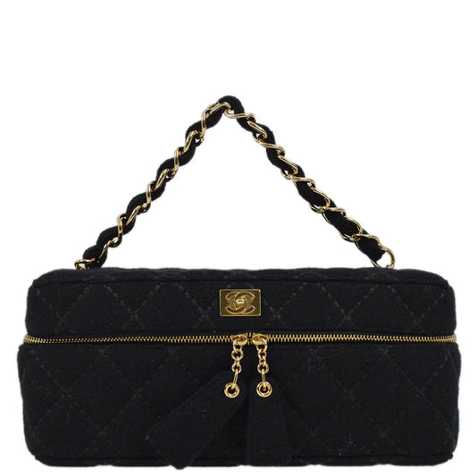 Chanel 2001-2003 Black Wool Wild Stitch Vanity Handbag