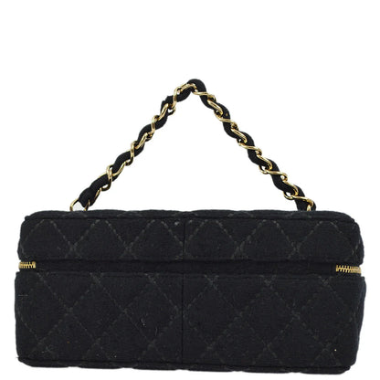 Chanel 2001-2003 Black Wool Wild Stitch Vanity Handbag