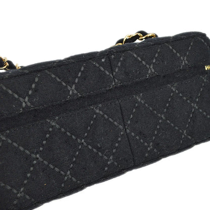 Chanel 2001-2003 Black Wool Wild Stitch Vanity Handbag