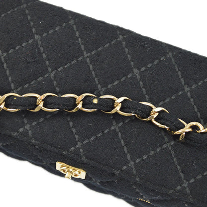 Chanel 2001-2003 Black Wool Wild Stitch Vanity Handbag