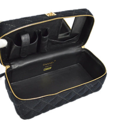 Chanel 2001-2003 Black Wool Wild Stitch Vanity Handbag