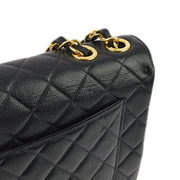 Chanel Black Caviar Jumbo Classic Flap Shoulder Bag