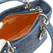 Christian Dior Blue Denim Lady Dior Cannage 2way Shoulder Handbag
