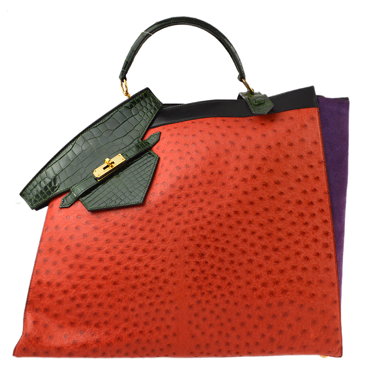Hermes * 1989 Rouge Vif Ostrich Himalaya Handbag