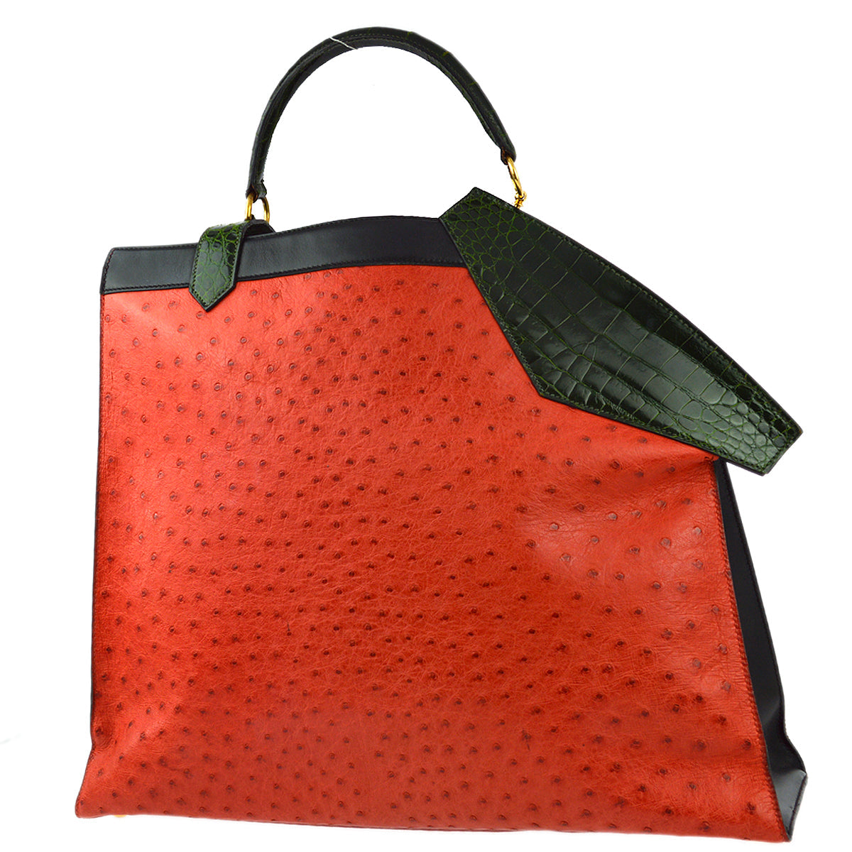 Hermes * 1989 Rouge Vif Ostrich Himalaya Handbag