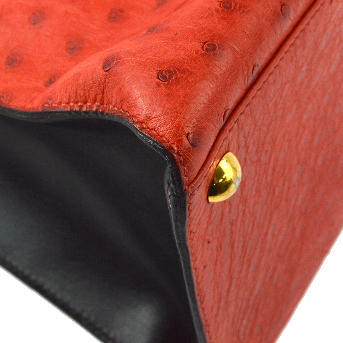 Hermes * 1989 Rouge Vif Ostrich Himalaya Handbag