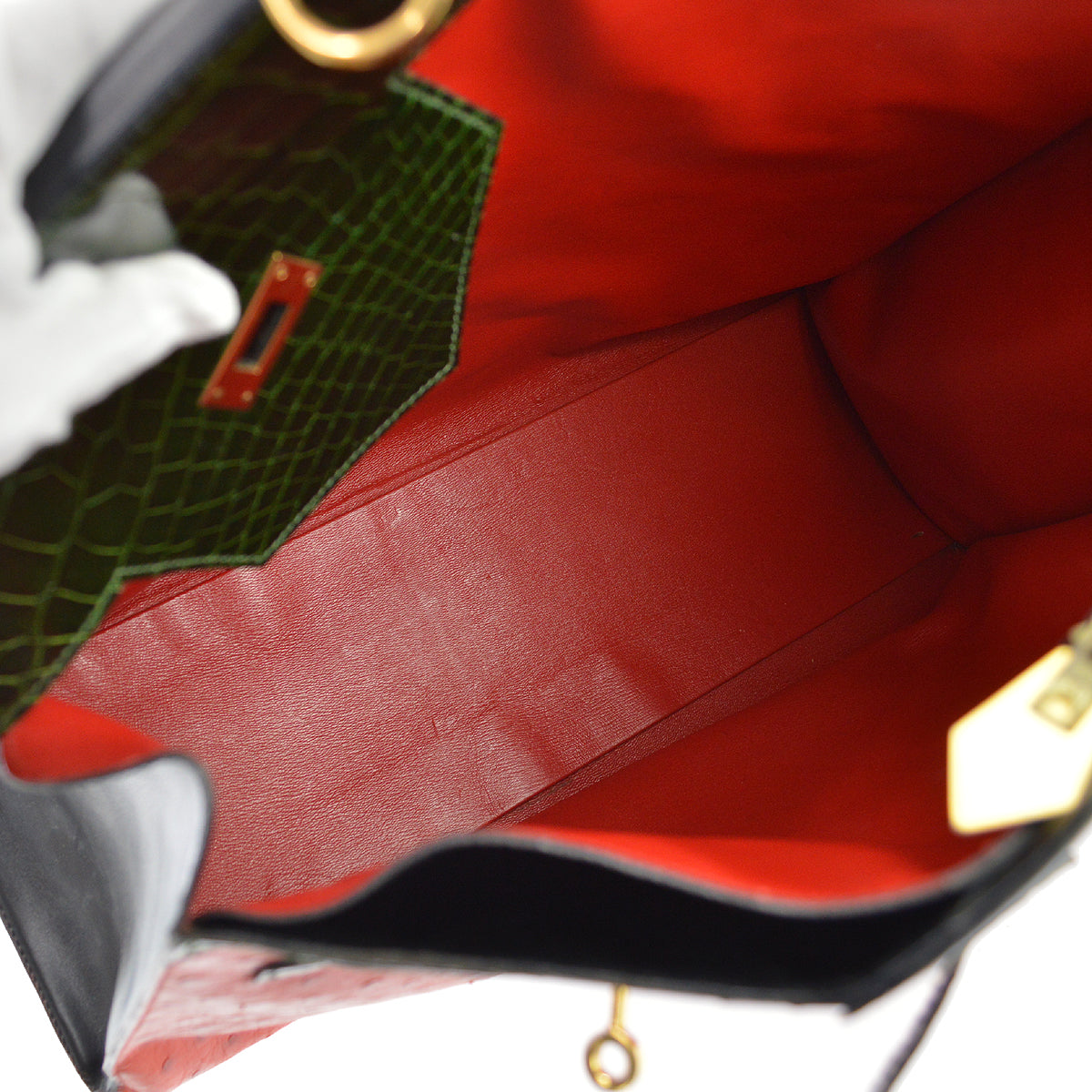 Hermes * 1989 Rouge Vif Ostrich Himalaya Handbag