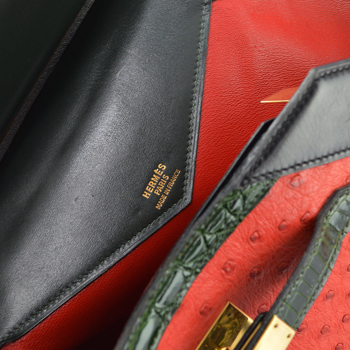 Hermes * 1989 Rouge Vif Ostrich Himalaya Handbag