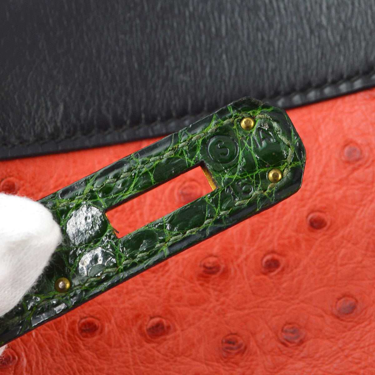 Hermes * 1989 Rouge Vif Ostrich Himalaya Handbag