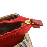 Burberry Red Beige House Check Tote Handbag