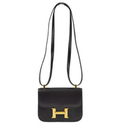 Hermes * 1992 Black Box Calf Constance Micro Shoulder Bag