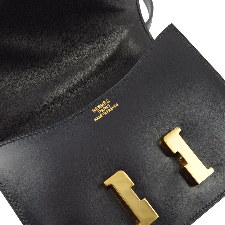 Hermes * 1992 Black Box Calf Constance Micro Shoulder Bag