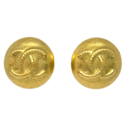 Chanel Gold Button Earrings Clip-On 95C
