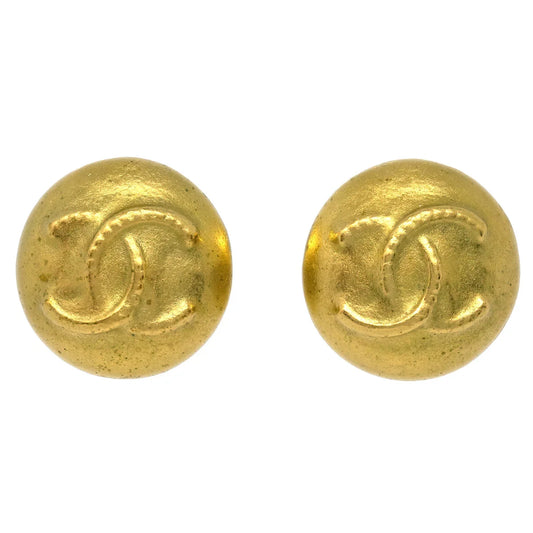 Chanel Gold Button Earrings Clip-On 95C