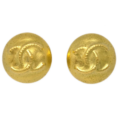Chanel Gold Button Earrings Clip-On 95C