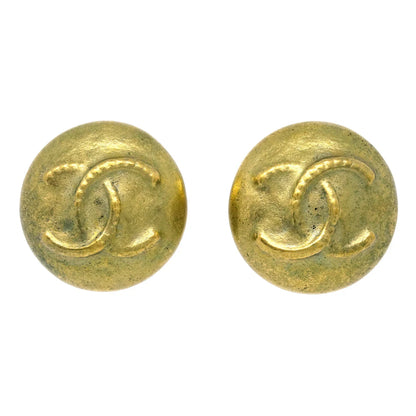 Chanel Gold Button Earrings Clip-On 95P