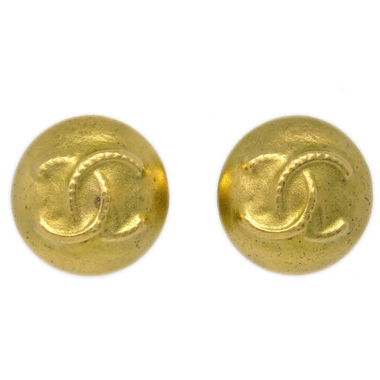 Chanel Gold Button Earrings Clip-On 95C