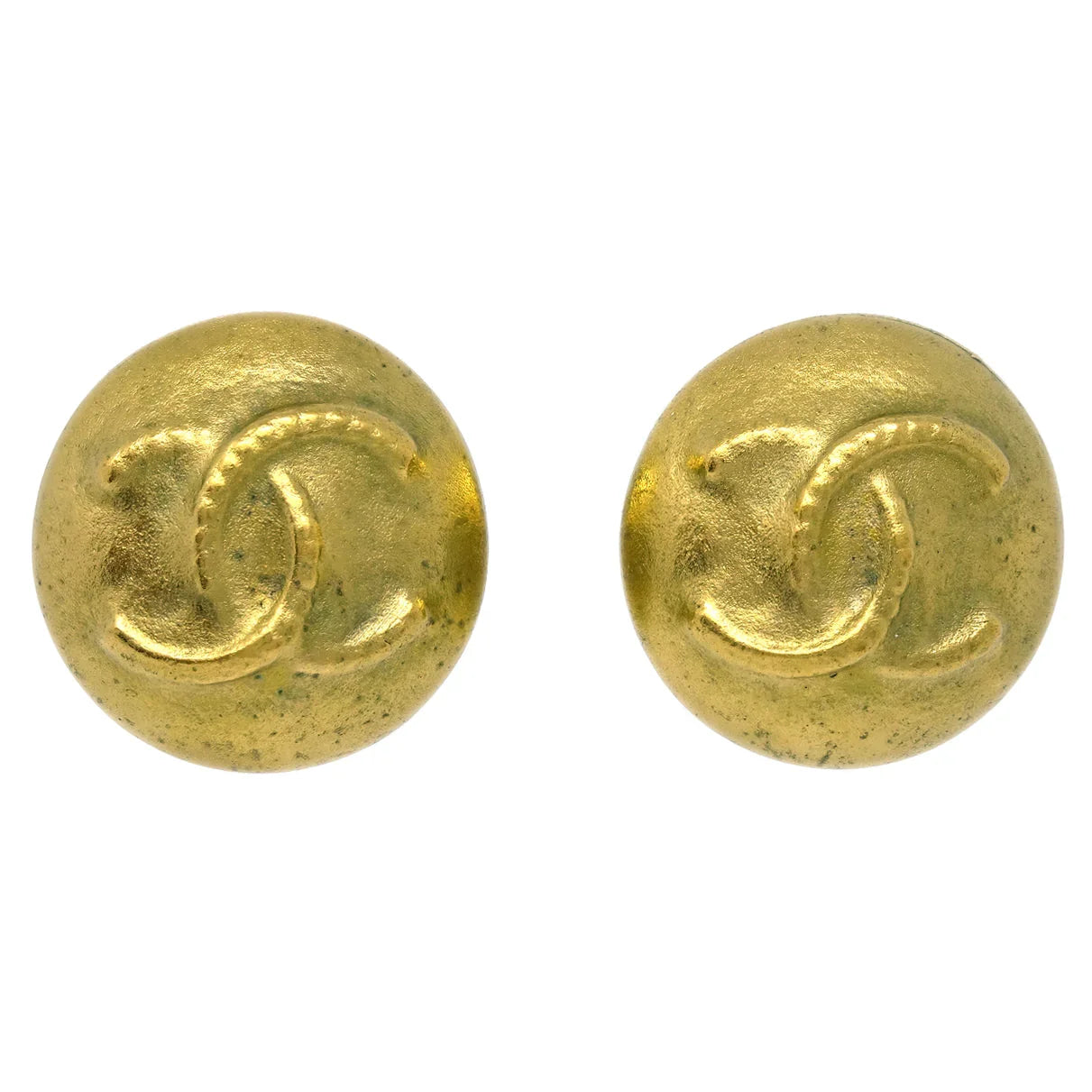 Chanel Gold Button Earrings Clip-On 95P