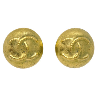 Chanel Gold Button Earrings Clip-On 95P