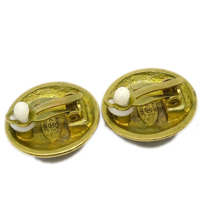 Chanel Gold Button Earrings Clip-On 95P