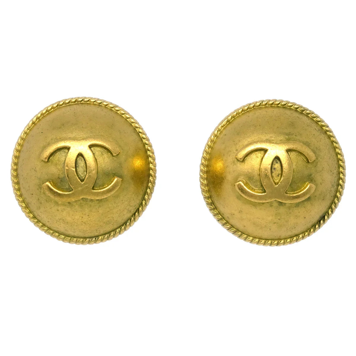 Chanel Gold Button Earrings Clip-On 95P