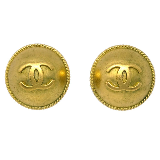 Chanel Gold Button Earrings Clip-On 95P